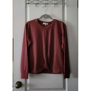 Knox Rose Women's Twist-Front Sweatshirt Pullover Long Sleeve Burnt Coral Size S